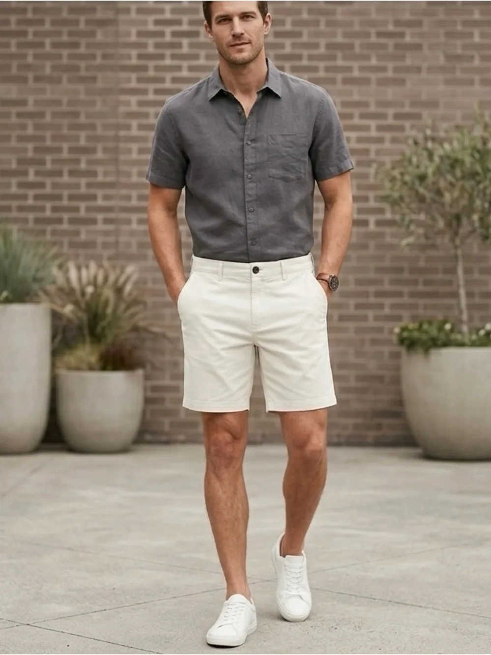 Frank & Oak Cream Brunswick Chino Shorts Size 32x7 NWT
